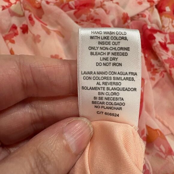 Bleecker 126 Pink Floral Long Sleeve V Neck Maxi Dress Sz 14 - Picture 12 of 12